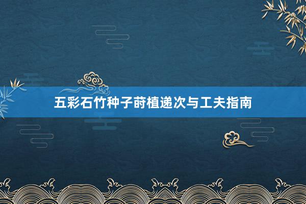 五彩石竹种子莳植递次与工夫指南